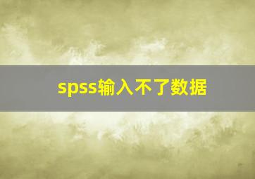 spss输入不了数据