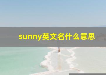 sunny英文名什么意思