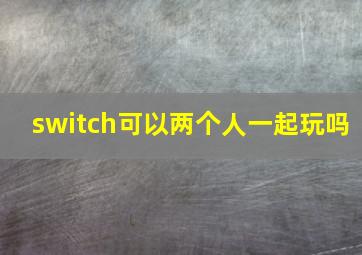 switch可以两个人一起玩吗