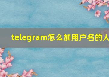 telegram怎么加用户名的人