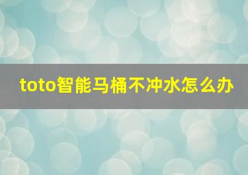 toto智能马桶不冲水怎么办