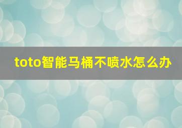 toto智能马桶不喷水怎么办