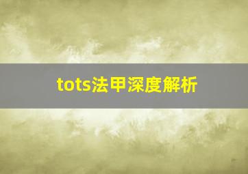 tots法甲深度解析