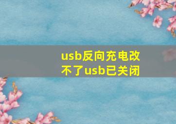 usb反向充电改不了usb已关闭