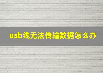 usb线无法传输数据怎么办