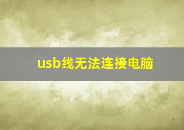 usb线无法连接电脑