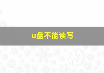 u盘不能读写