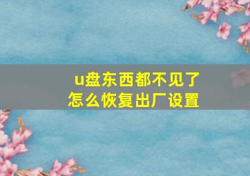 u盘东西都不见了怎么恢复出厂设置