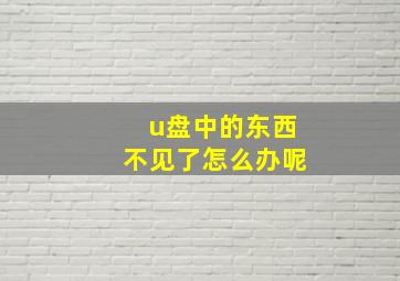 u盘中的东西不见了怎么办呢