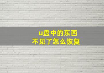 u盘中的东西不见了怎么恢复