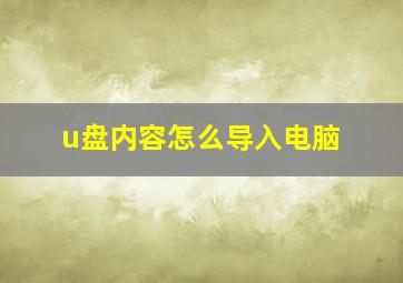 u盘内容怎么导入电脑