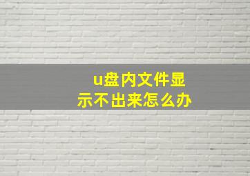 u盘内文件显示不出来怎么办