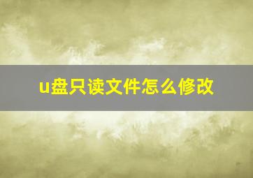 u盘只读文件怎么修改