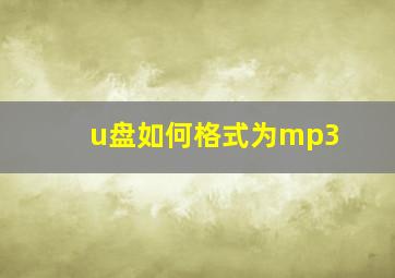 u盘如何格式为mp3