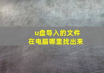 u盘导入的文件在电脑哪里找出来