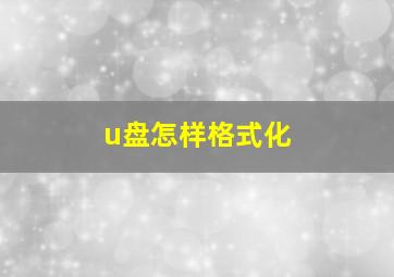 u盘怎样格式化