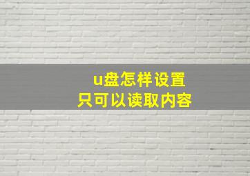 u盘怎样设置只可以读取内容