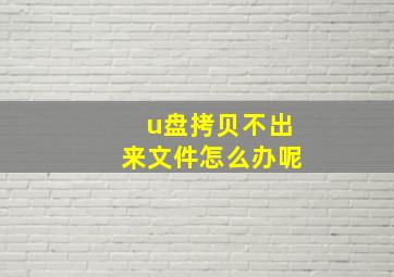 u盘拷贝不出来文件怎么办呢