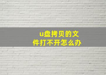 u盘拷贝的文件打不开怎么办