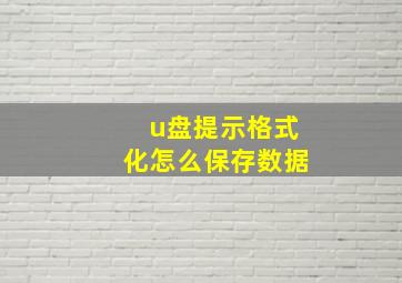 u盘提示格式化怎么保存数据