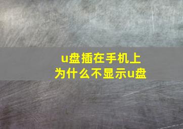 u盘插在手机上为什么不显示u盘