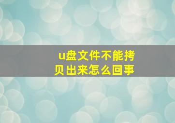 u盘文件不能拷贝出来怎么回事