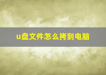 u盘文件怎么拷到电脑