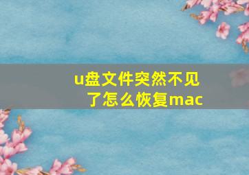 u盘文件突然不见了怎么恢复mac