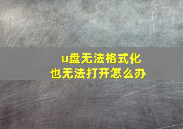 u盘无法格式化也无法打开怎么办