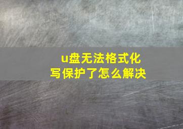 u盘无法格式化写保护了怎么解决