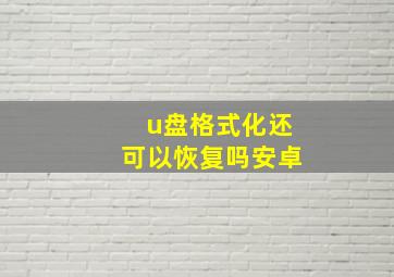 u盘格式化还可以恢复吗安卓