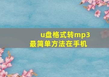 u盘格式转mp3最简单方法在手机