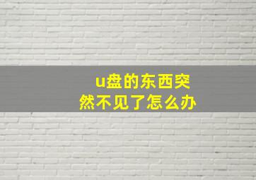 u盘的东西突然不见了怎么办