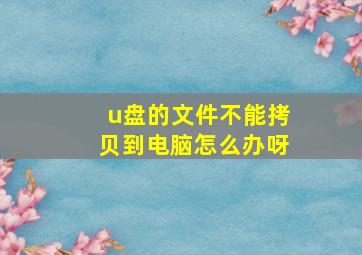 u盘的文件不能拷贝到电脑怎么办呀