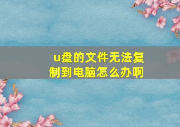 u盘的文件无法复制到电脑怎么办啊