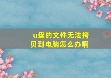 u盘的文件无法拷贝到电脑怎么办啊