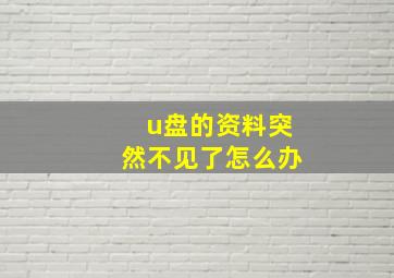 u盘的资料突然不见了怎么办