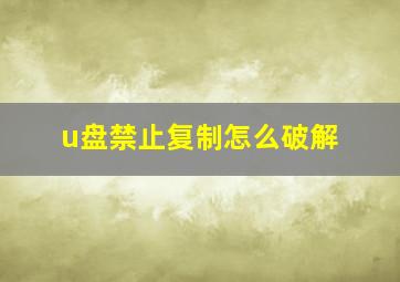 u盘禁止复制怎么破解