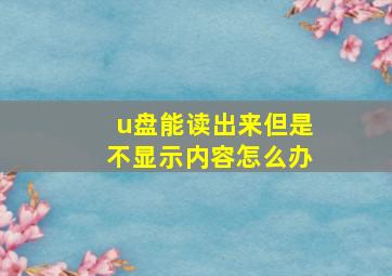 u盘能读出来但是不显示内容怎么办