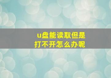 u盘能读取但是打不开怎么办呢