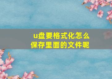 u盘要格式化怎么保存里面的文件呢