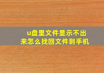 u盘里文件显示不出来怎么找回文件到手机