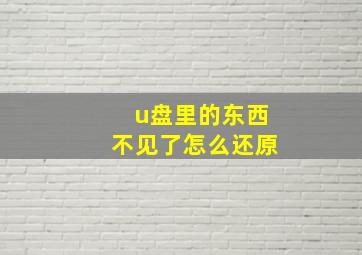 u盘里的东西不见了怎么还原