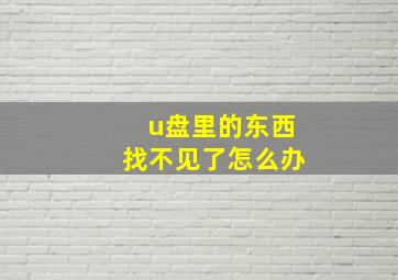 u盘里的东西找不见了怎么办