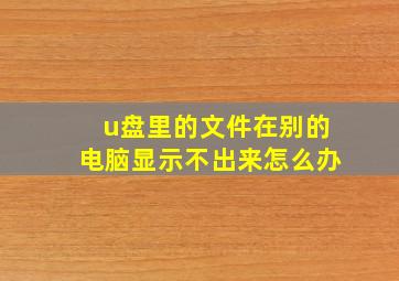 u盘里的文件在别的电脑显示不出来怎么办