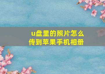 u盘里的照片怎么传到苹果手机相册