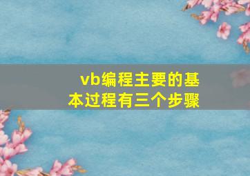 vb编程主要的基本过程有三个步骤