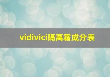 vidivici隔离霜成分表