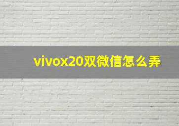 vivox20双微信怎么弄