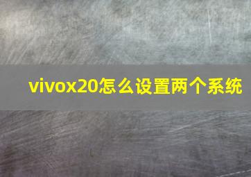 vivox20怎么设置两个系统